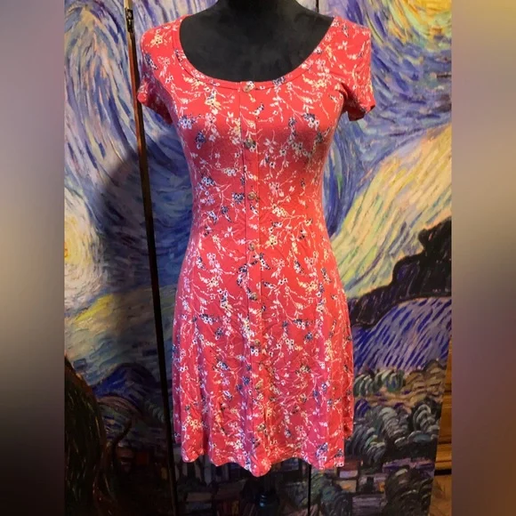 So small Red floral print mini dress - Picture 1 of 2